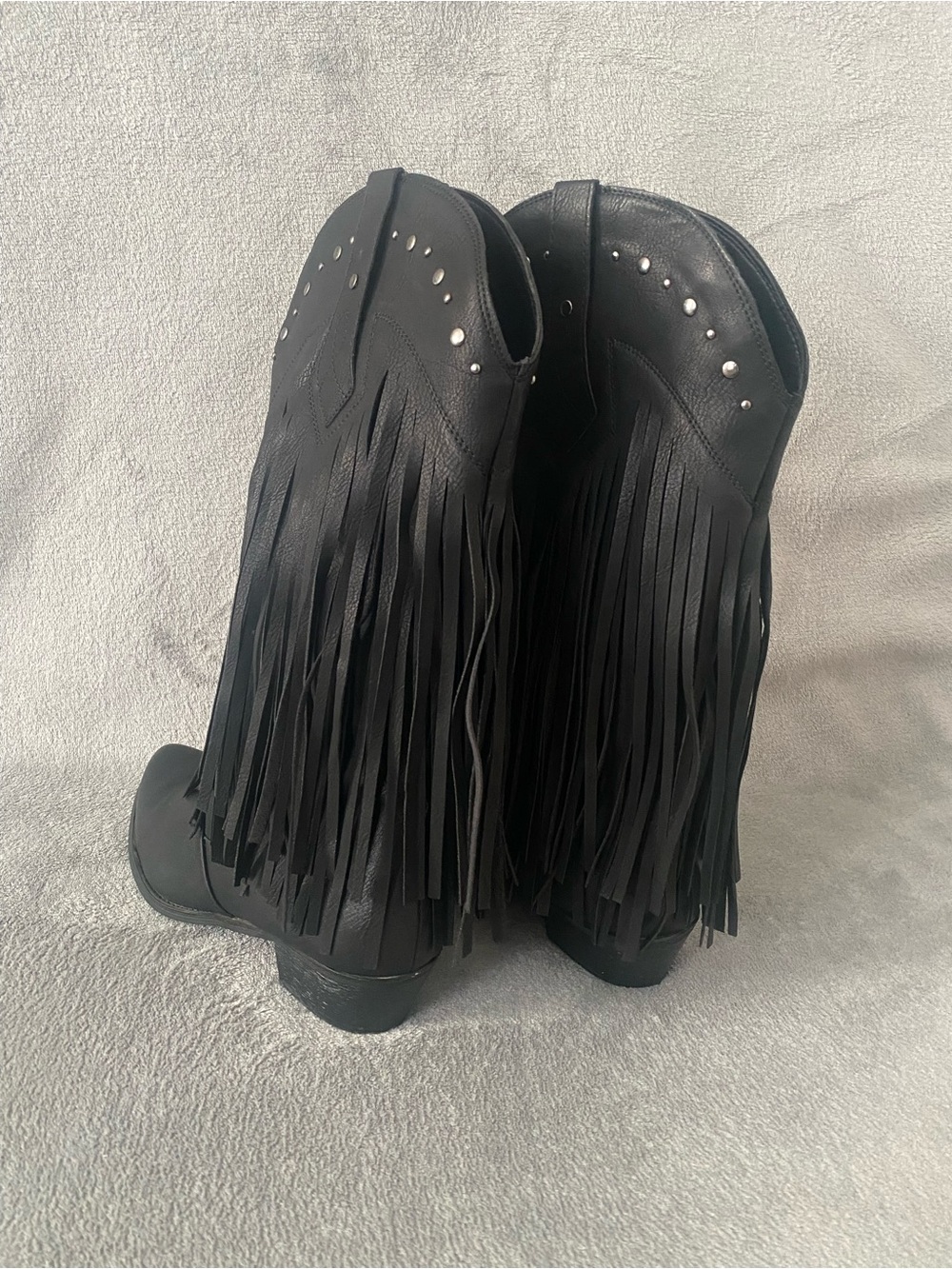 SheSole Women’s Fringe Western Boots Wide Calf Black Studded Cowboy Boots Sz 42 - Picture 6 of 9